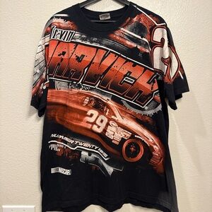 Vintage Nascar Kevin Harvick Black AOP Men’s Racing T-shirt XL 23x29